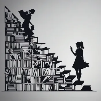 Cyberpunk Book Stairs Minimalist Art