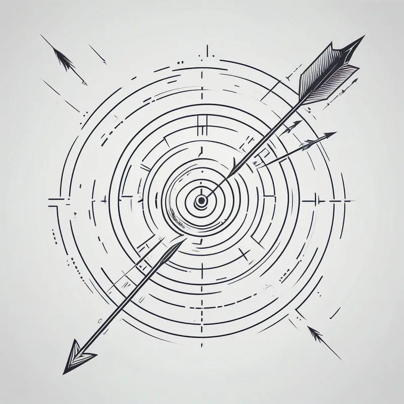 Cyberpunk Minimalist Target Hit - image of a target with an arrow in the center - AI image generated with Photorealistic - cyberpunk, minimalist line art