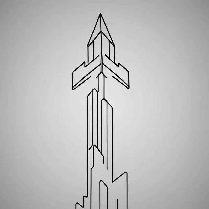 Cyberpunk Minimalist Upward Arrow - image of an arrow pointing upward - AI image generated with Photorealistic - cyberpunk, minimalist line art