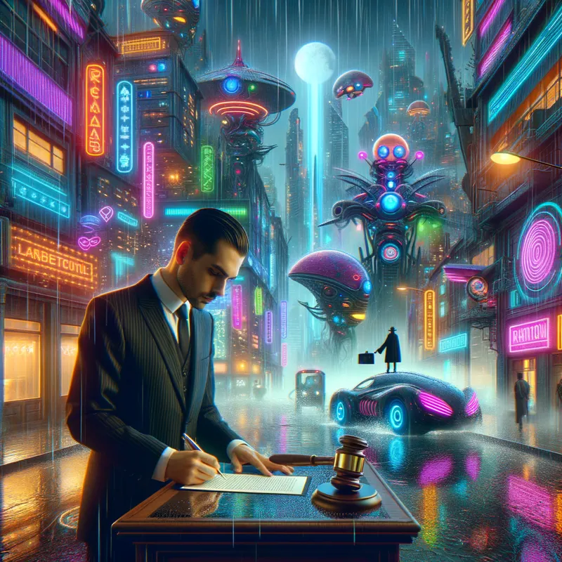 Cyberpunk Notary Surreal - notary public - AI image generated with Art - cyberpunk, surrealismus