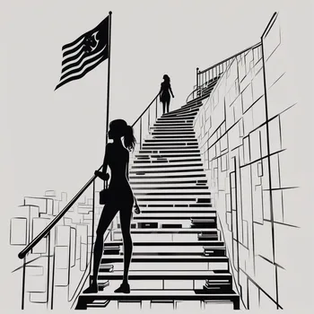 Cyberpunk Staircase of Books and Hope