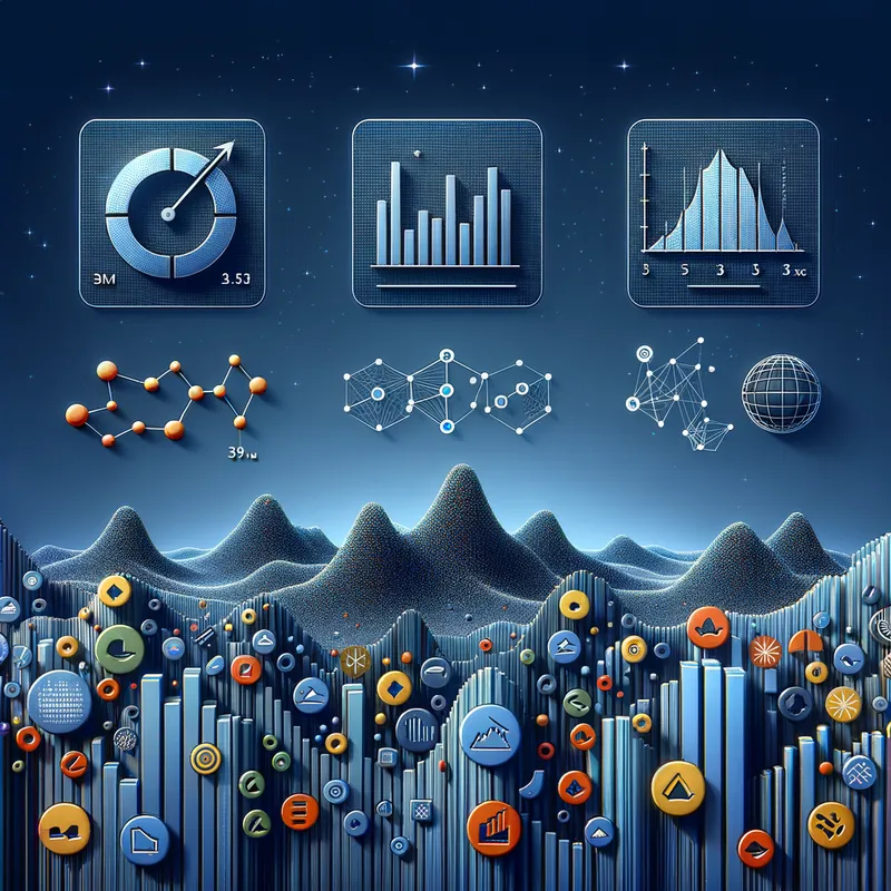 Data Visualization Trio - A compelling image that features the logos of GA4, Adobe Analytics, and Tealium. The background showcases an array of data visualizations, including scatter plots, histograms, and 3D charts, creating a rich analytics tapestry. - AI image generated with Art