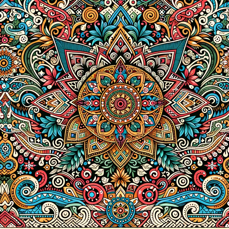 Dayak Tapestry Motifs - A vibrant, intricate pattern featuring the distinctive motifs and symbols found in traditional Dayak textiles and weavings. - AI image generated with Art