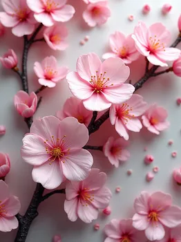 Deep Relief Cherry Blossom Branch