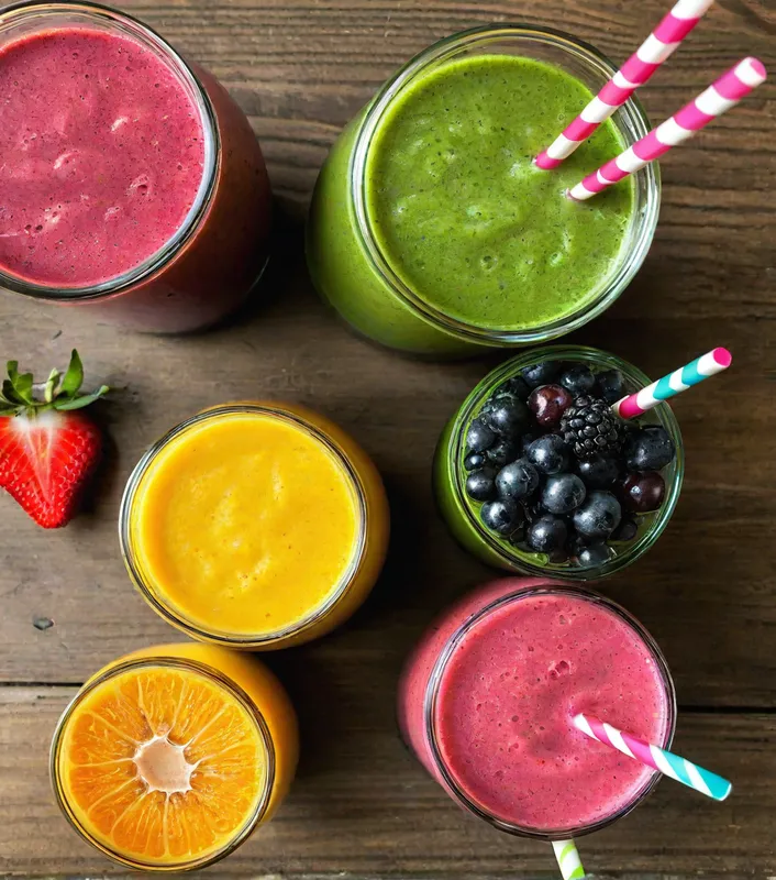 Delicious Fruit Smoothies - fruit smoothies - AI image generated with Photorealistic
