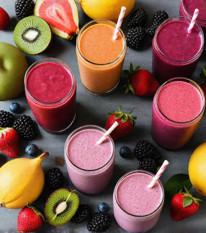 Delicious Fruit Smoothies - fruit smoothies - AI image generated with Photorealistic