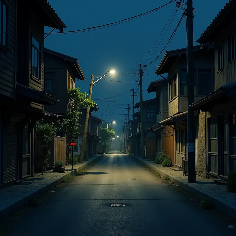 Deserted Night Street - https://magma.ge/assets/tinyeditor/filemanager/files/images/5c0bfcee2400005c05583ce7.jpeg - AI image generated with Photorealistic 2 - deserted street at night