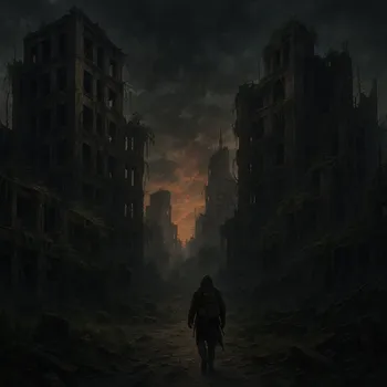 Desolate Wasteland with Lone Wanderer