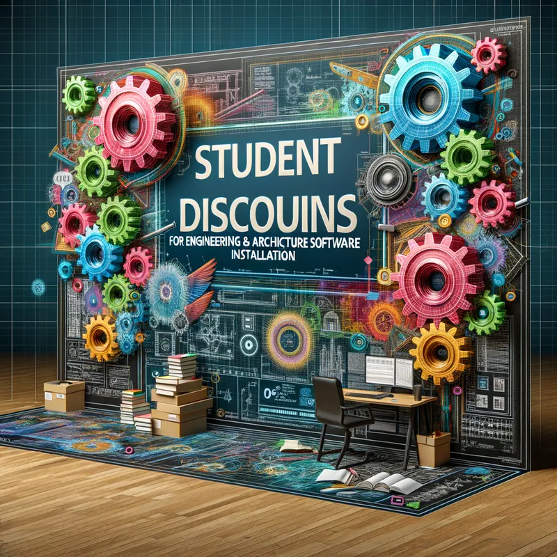 Discounted Engineering Software - advertising sign for engineering and architecture software installation with student discount - AI image generated with Art