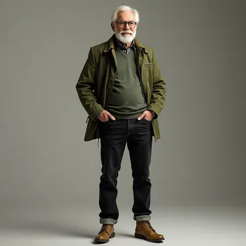 Distinguished Elderly Gentleman in Green Jacket