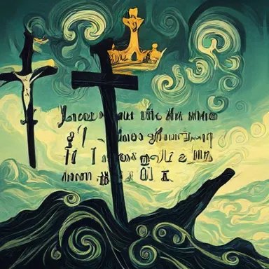 Divine Intervention - An artwork featuring crosses, crowns, and swirling patterns with the quote 'Jesus take the wheel if I keep driving imma get a hit & run'.