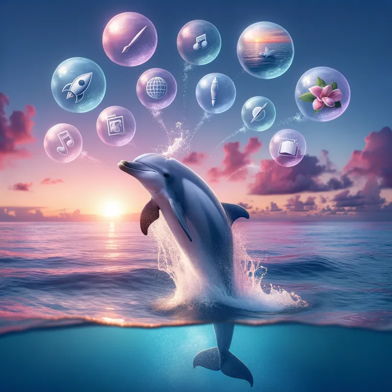 Dolphin's Ambition - Female dolphin with bigger dreams - AI image generated with Art