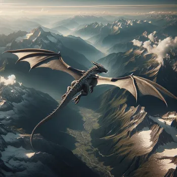 Dragon's Flight Over Mountains