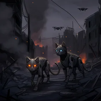 Dusk in a War-Torn Futuristic City