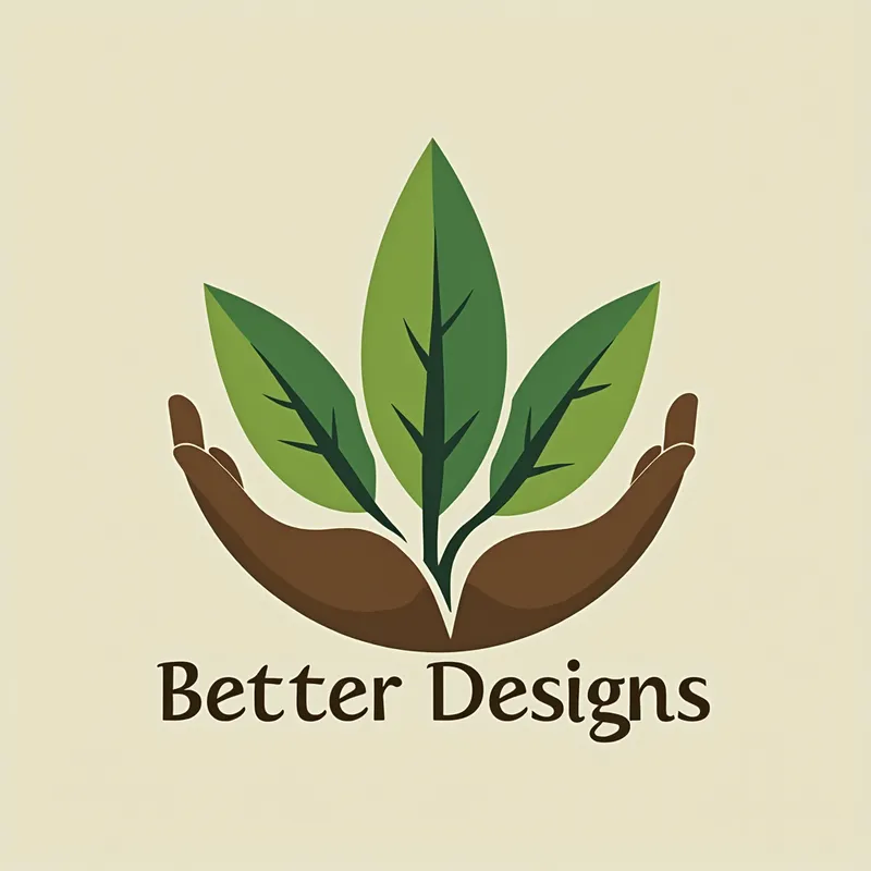 Eco-Friendly Design Logo - Create an eco-friendly logo for 'Better Designs' that incorporates elements of nature such as leaves, trees, or water. Use earthy colors to reflect a commitment to sustainable and environmentally conscious design. - AI image generated with Text