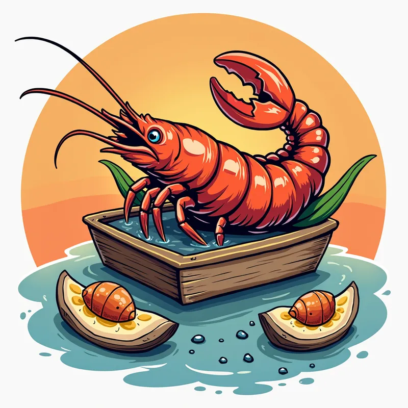 El Chiringu  Logo - crea una imagen tipo logo de un negocio de mariscos. quiero que la cabeza del marisco este de perfil. centrada dentro de un circulo y alrededor tenga el nombre de mariscos el chiringuito 
 - AI image generated with Text