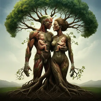 Elder Tree of Life with Four Infants