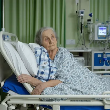 Elderly Woman in Hospital Bed