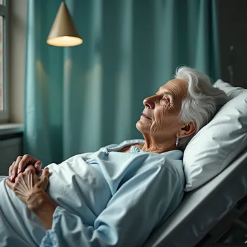 Elderly Woman in Hospital Bed