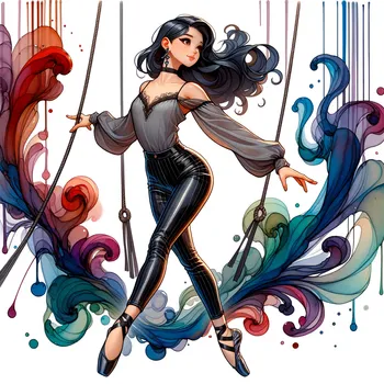 Elegant Latina Ballerina on Trapeze