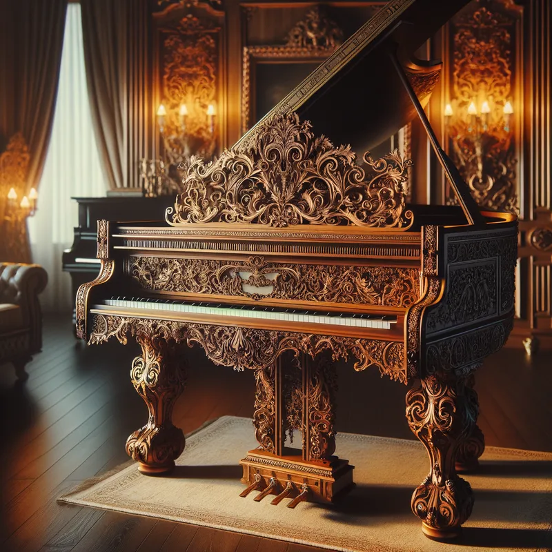 Elegant Piano Backdrop - a beautiful piano in the background - AI image generated with Art