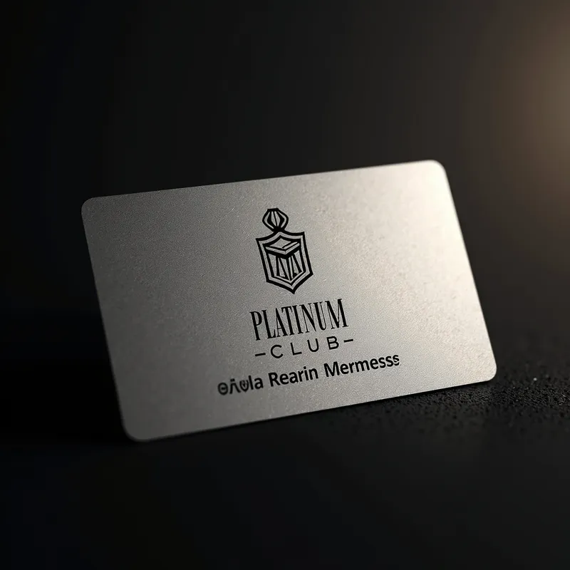Elite Member Badge - A clean and contemporary membership card design, combining minimalistic aesthetics with a touch of elegance. Features a platinum background, simple typography, and a subtle watermark of the club's logo. Ideal for main screen visibility or loading bars. - AI image generated with Text - dark tones, night lighting, doodle