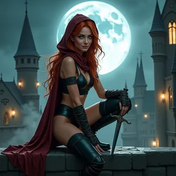 Elven Rogue on Moonlit Rooftop