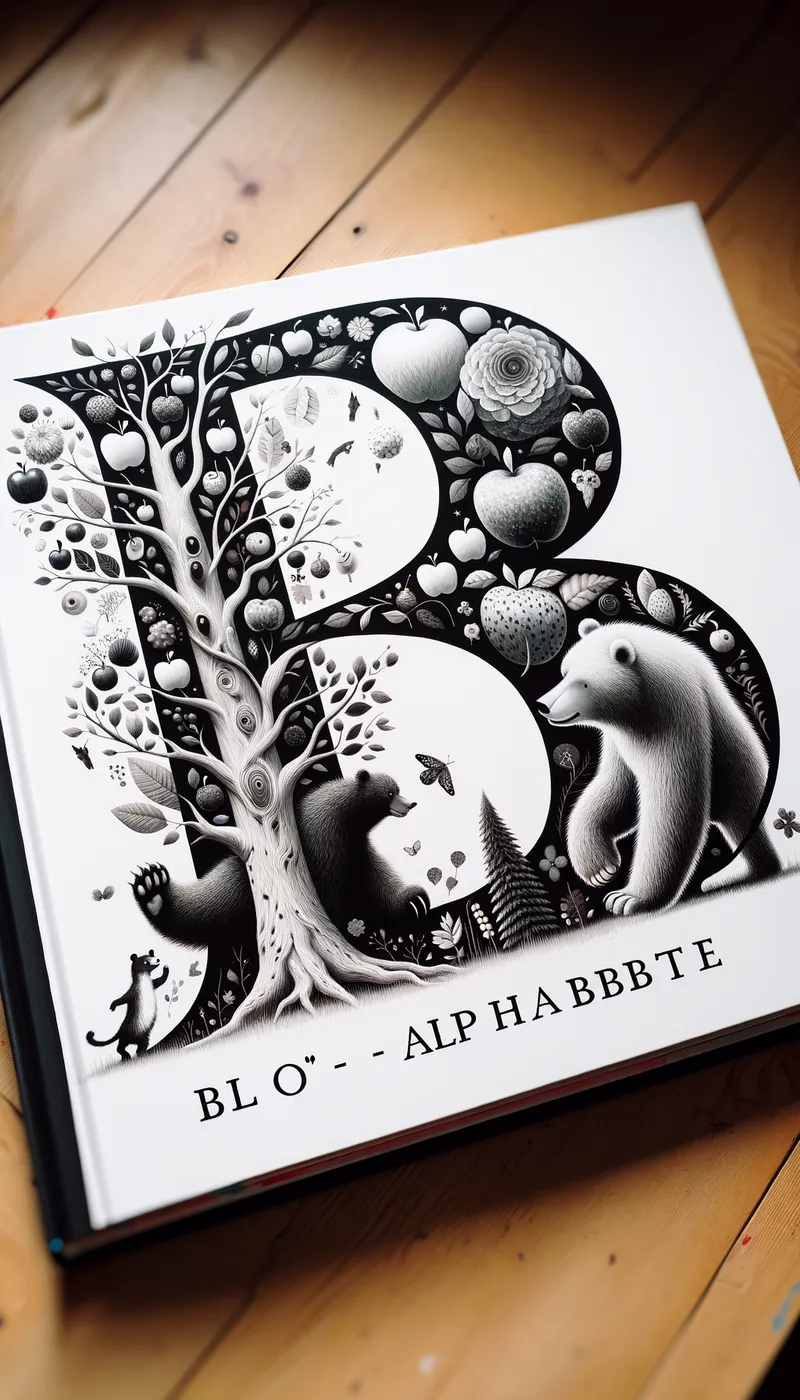 Empowering Letters - A black and white alphabet book for kids, featuring striking illustrations of individual letters to inspire and educate. - AI image generated with Art