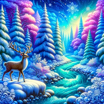 Enchanted Winter Deer