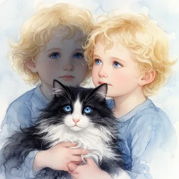 Ethereal Child Portrait with Cat