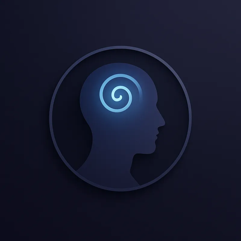 Expanding Mind Logo - A minimalist logo for a philosophy-themed YouTube channel, incorporating a stylized human silhouette with a glowing spiral emerging from the mind area to symbolize deep thought. Include a circle to represent unity and balance. The logo employs a deep indigo color scheme with subtle gradients and soft shadows, achieving a clean, modern look with a sense of depth and existential intrigue. - AI image generated with GPT Image