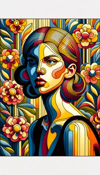 Expressionist Portrait with Fauvist Flor