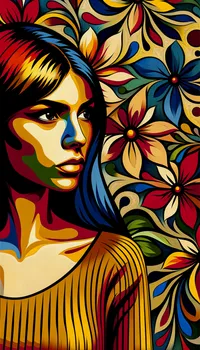 Expressionist Portrait with Fauvist Flor