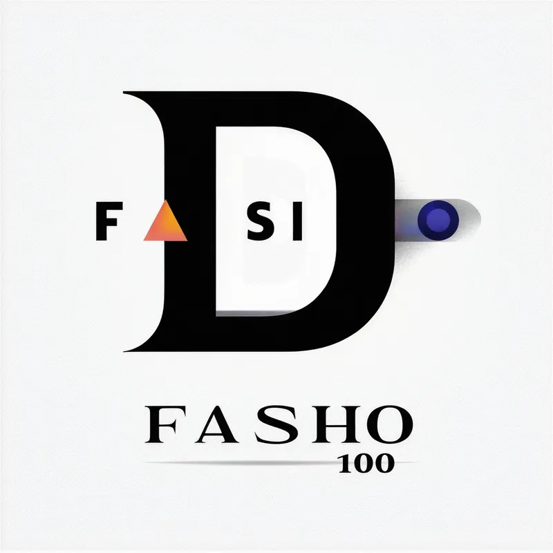 FASHO 100 Music LLC Logo Featuring D - a logo for a music artists llc with the letter "D" highlighted in the background and the wording for the business "FASHO 100" in black and white