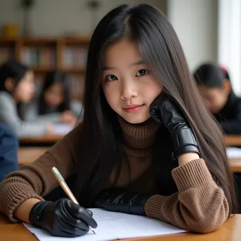 Fille Studieuse au Visage Magnifique