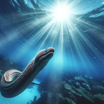 Fisheye Eel Swimming with Lens Flare