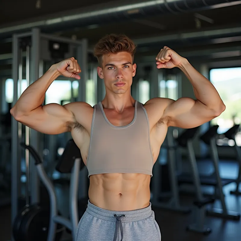 Fitness Model Flexing - Tangra AI Image Generator