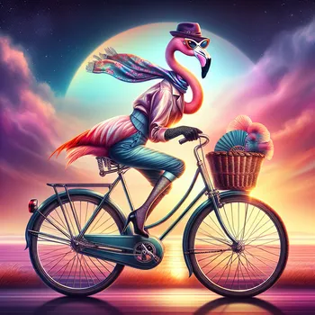 Flamingo on a Bike