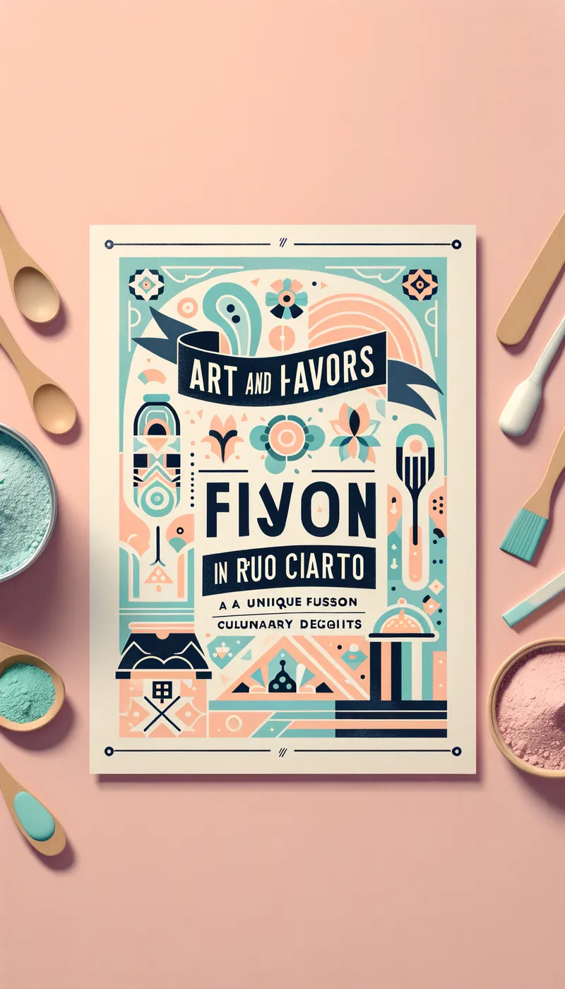 Flavorful Artistry in Río Cuarto - Title "Art and Flavors: A Unique Fusion in Río Cuarto". create flyer in pastel colors - AI image generated with Art