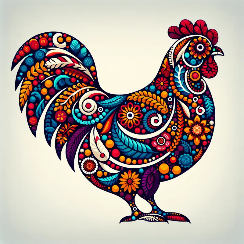 Floral Chicken Abstraction - Chickenmade out of flowers - AI image generated with Art - colorful, abstract