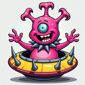 Fluorescent Alien in Spiked Spaceship