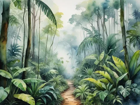 Foggy Jungle Aquarelle Masterpiece