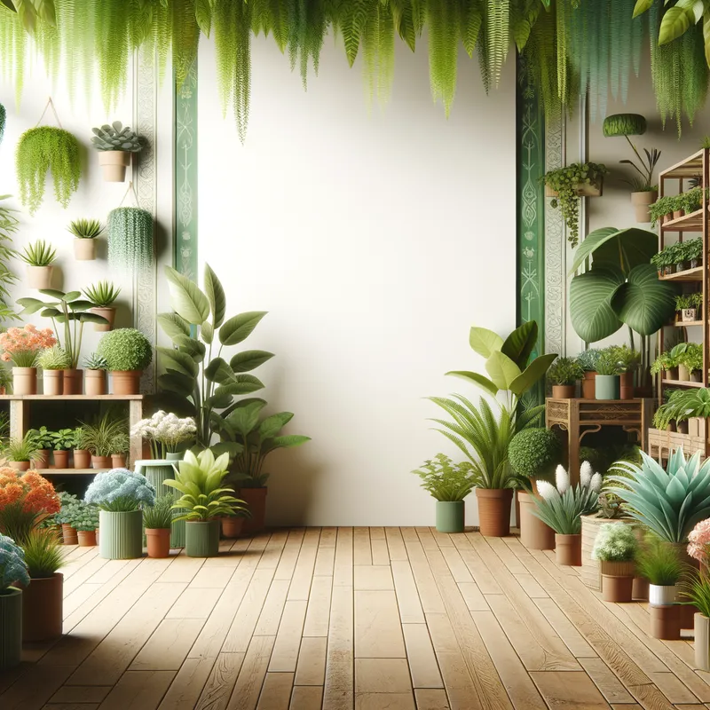 Fresh Green Retail Backdrop - create a poster background for a plant retail shop. must look young and fresh - AI image generated with Art