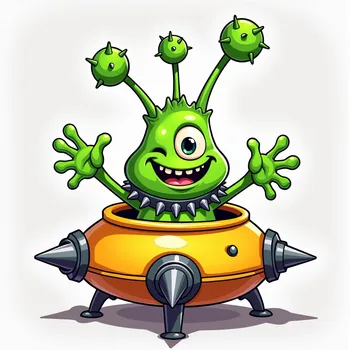 Friendly Alien in Spiky Spaceship