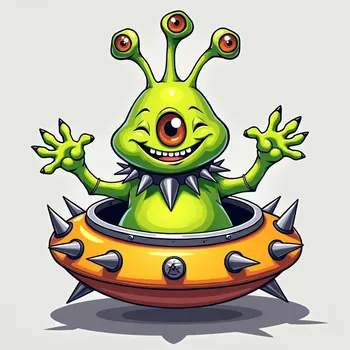 Friendly Alien in Spiky Spaceship