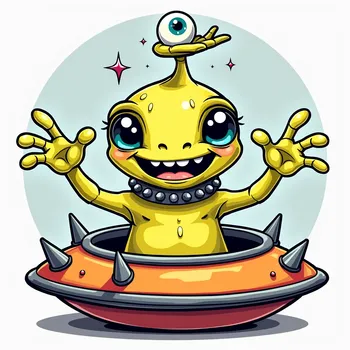 Friendly Alien in Spiky Spaceship