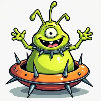 Friendly Alien in Spiky Spaceship