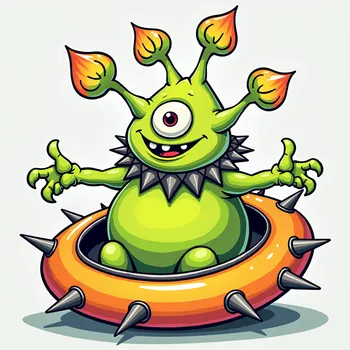 Friendly Alien in Spiky Spaceship