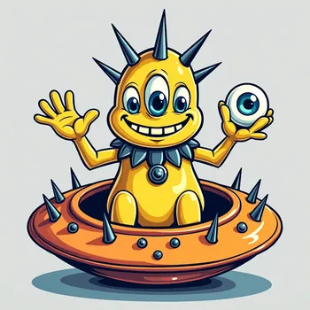 Friendly Spiky Alien Cartoon