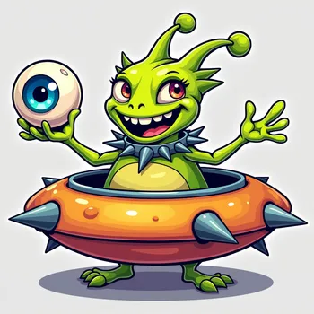 Friendly Spiky Alien Cartoon